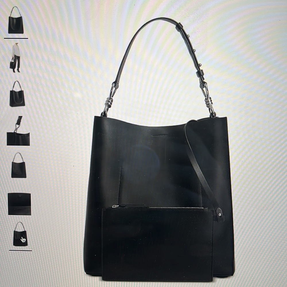 AllSaints Black Leather Tote